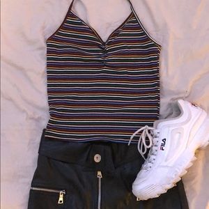 Striped halter crop top